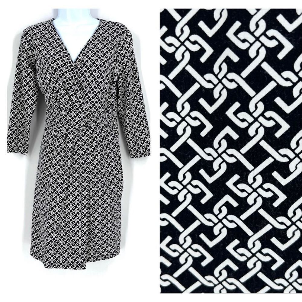 Talbots DressΒ Surplice Faux WrapβChain Link MIDIβ mediumβpetite